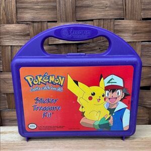 Vintage Pokemon Purple Sticker Treasure Kit Empty Box